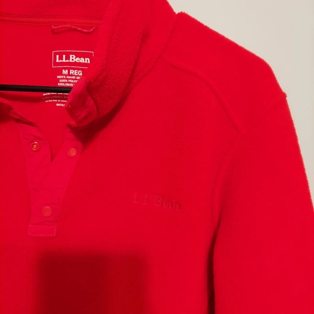 L.L. Bean Pullover T- Snap Size M Sweater Orange Red Fleece Gorpcore Outdoor